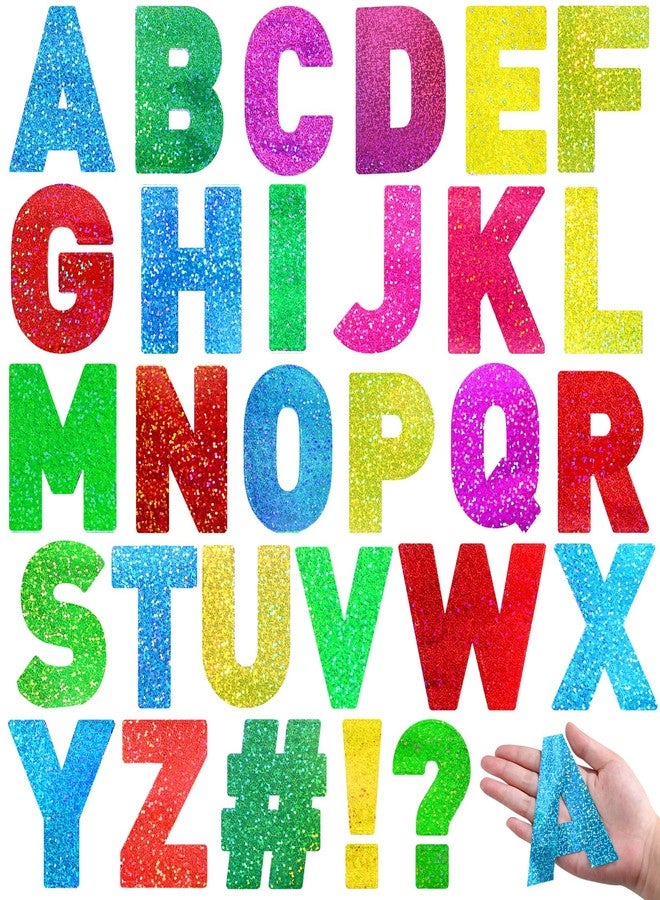 Panelee 145 Pieces 20 Sheets Large Letter Stickers 4 Inch Big Font Alphabet Letter Stickers Self Adhesive for Classroom Window Door Home Decor Mailbox Sign(Colorful Laser) - Image 1